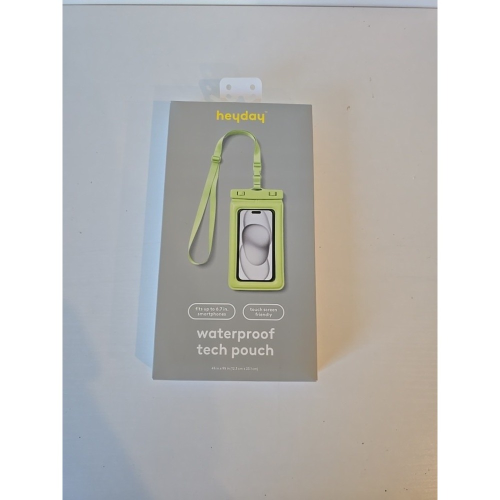 Heyday Waterproof Tech Pouch Lime Green with Lanyard 4 7/8in x 9 1/8in Brand New